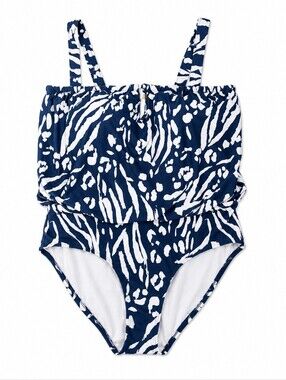 Anne Cole Navy and White Printed One-Piece Swimsuit